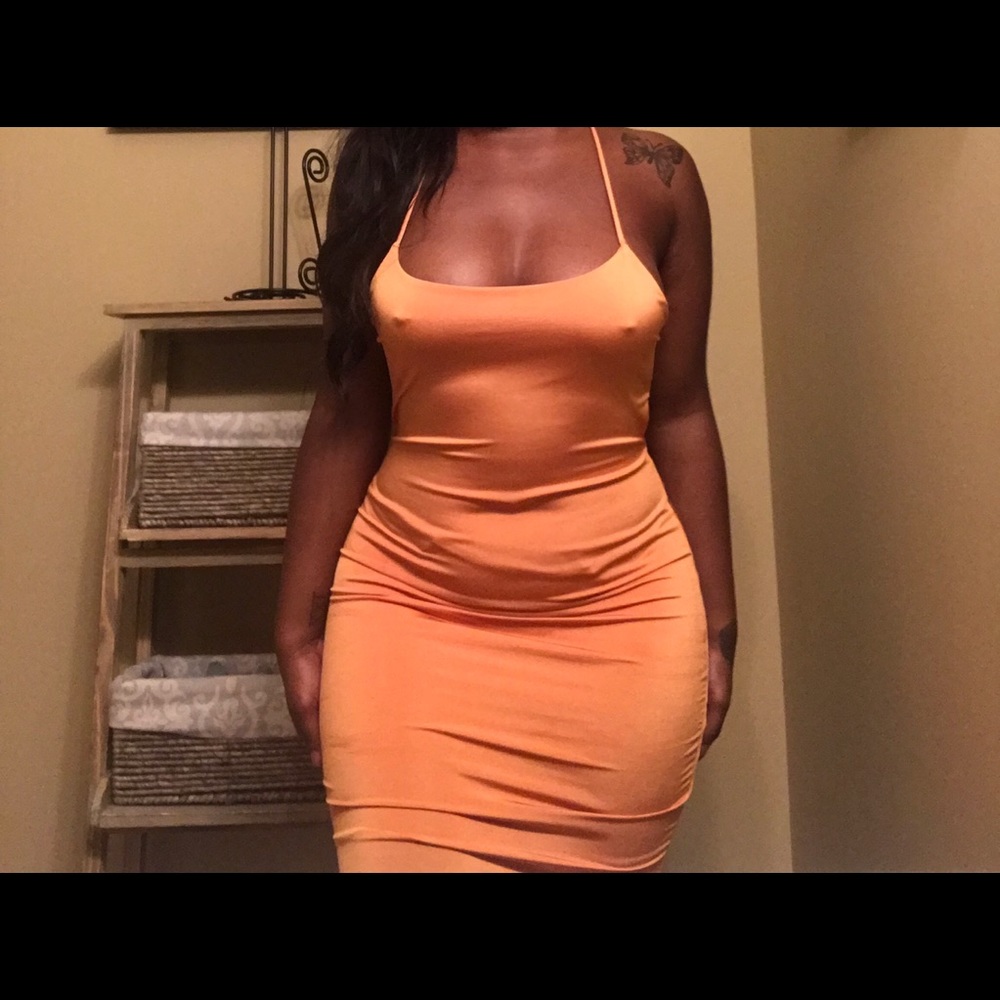 Orange bodycon dress